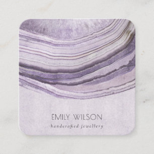 Mute Mauve Lilac Agate Earthy Necklace Display Quadratische Visitenkarte