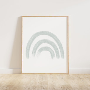 Mute Pastel Blue Rainbow Poster