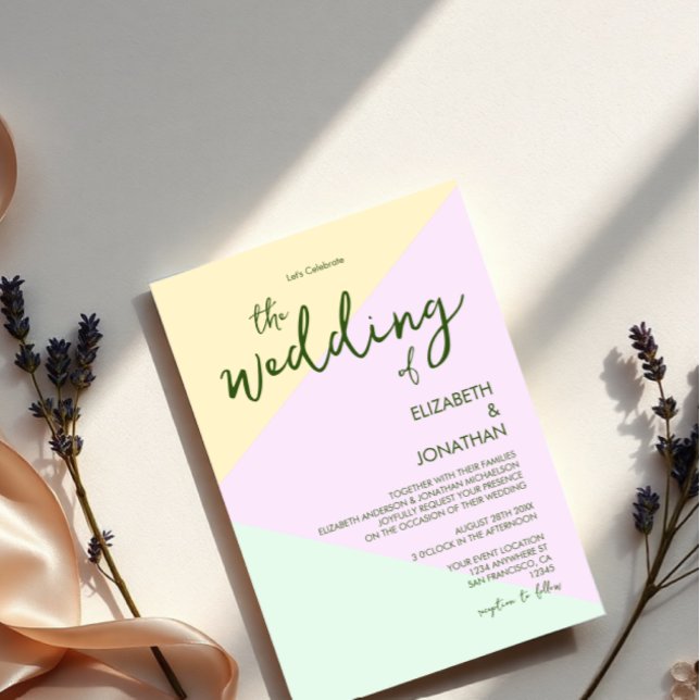 Mute Pastel Geometric Wedding Einladung (Von Creator hochgeladen)