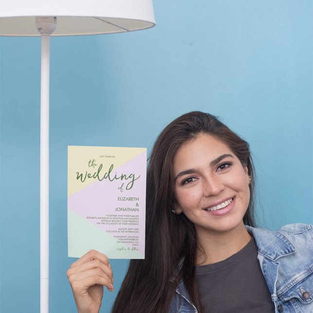 Mute Pastel Geometric Wedding Einladung (Von Creator hochgeladen)