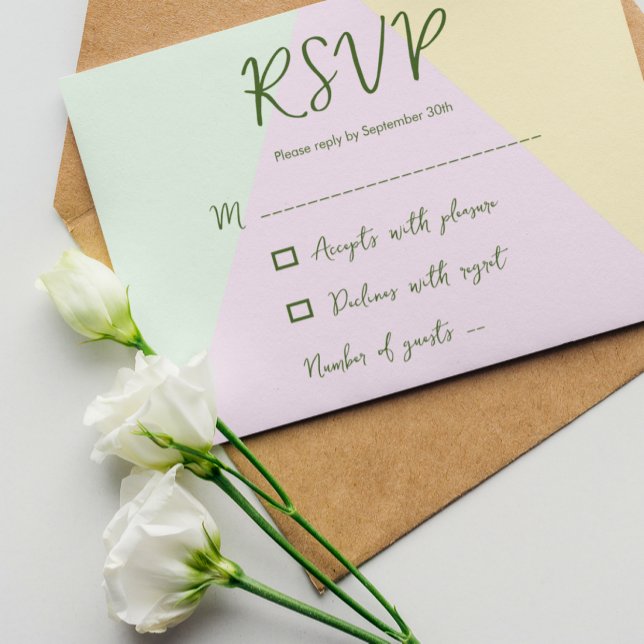 Mute Pastel Geometric Wedding RSVP Karte (Von Creator hochgeladen)