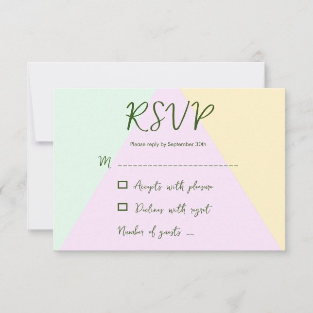 Mute Pastel Geometric Wedding RSVP Karte (Vorderseite)