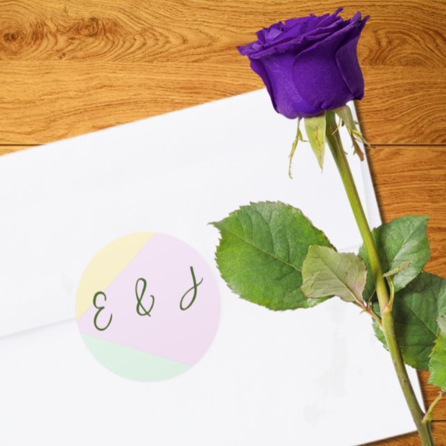 Mute Pastel Geometric Wedding Runder Aufkleber (Von Creator hochgeladen)