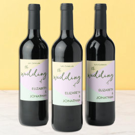 Mute Pastel Geometric Wedding Weinetikett