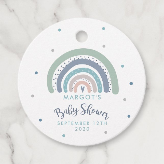 Mute Pastel Rainbow Baby Dusche Geschenkanhänger (Vorderseite)