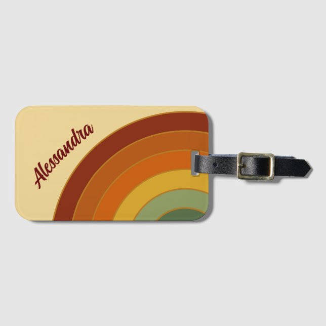 Mute Retro Layered Groovy Rainbow Name Gepäckanhänger (Vorderseite (Horizontal))