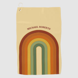 Mute Retro Layered Groovy Rainbow Name Golfhandtuch