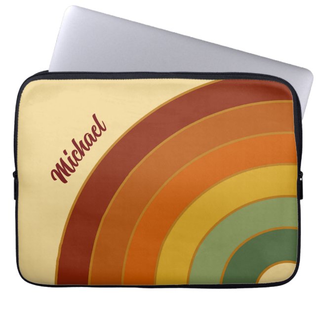 Mute Retro Layered Groovy Rainbow Name Laptopschutzhülle (Vorderseite)