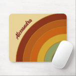 Mute Retro Layered Groovy Rainbow Name Mousepad<br><div class="desc">Retro Regenbogendesign. Regenbogenschichten in gedämpften Farben,  orange,  rot und grün. Groovy Retro 70er Regenbogengeschenke,  Wohngestaltung.</div>
