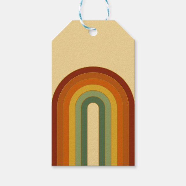 Mute Retro Seventies Groovy Layered Regenbogen Geschenkanhänger (Vorderseite)