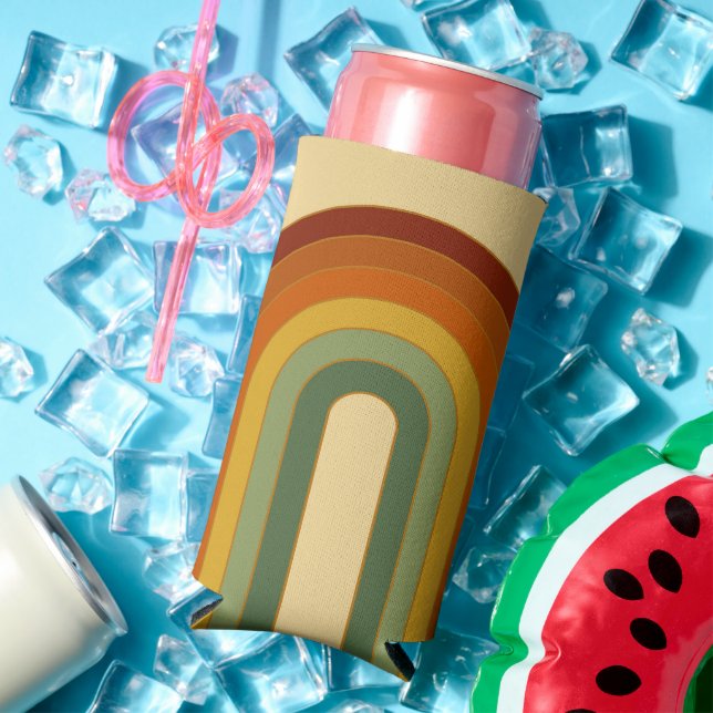 Mute Retro Seventies Groovy Layered Regenbogen Selters Dosenkühler (In Situ Sommer)