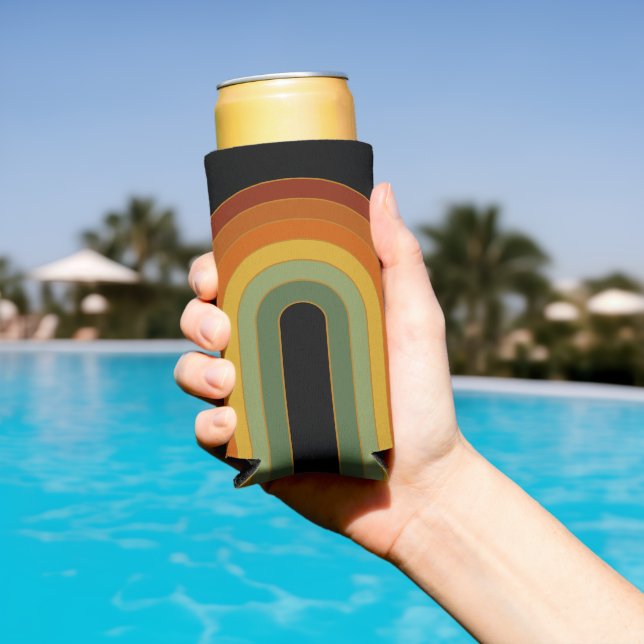 Mute Retro Seventies Groovy Rainbow Black Selters Dosenkühler (In Situ Pool)