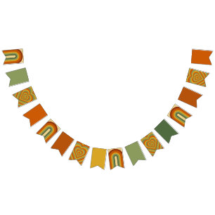 Mute Retro Seventies Groovy Rainbow Heart Wimpelkette