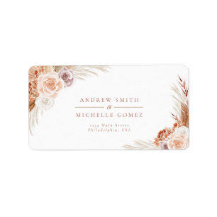Mute Rose Pampas Terracotta Boho Hochzeitadresse Adressaufkleber