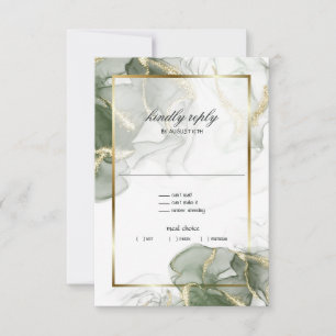 Mute Sage Gold marmoriert RSVP Karte