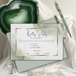 Mute Sage Gold marmoriert RSVP Karte