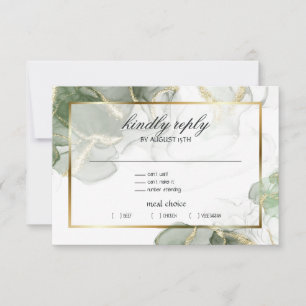 Mute Sage Gold marmoriert RSVP Karte