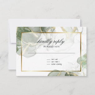 Mute Sage Gold marmoriert RSVP Karte