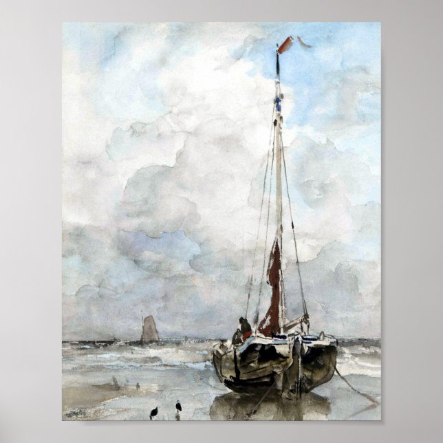 Mute Sailboat Aquarellmalerei Poster (Vorne)