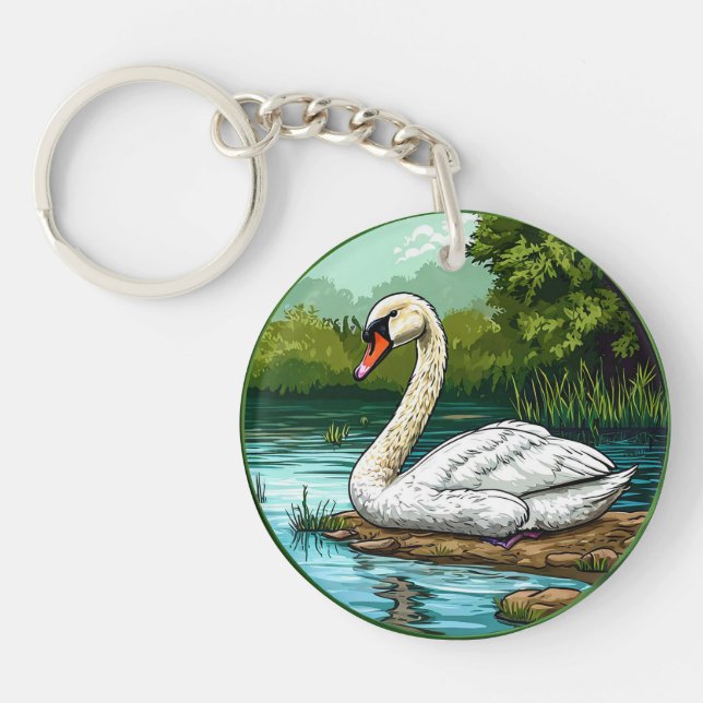 Mute-Schwan-Vogel Schlüsselanhänger (Vorderseite)