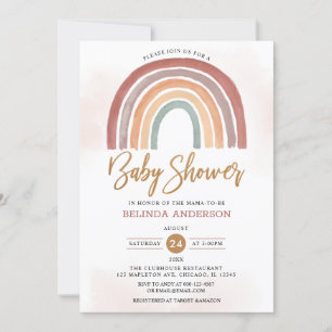 Mute Tones Pastel Boho Rainbow Baby Shower Einladung