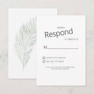 Mute tropische Palm White Wedding RSVP