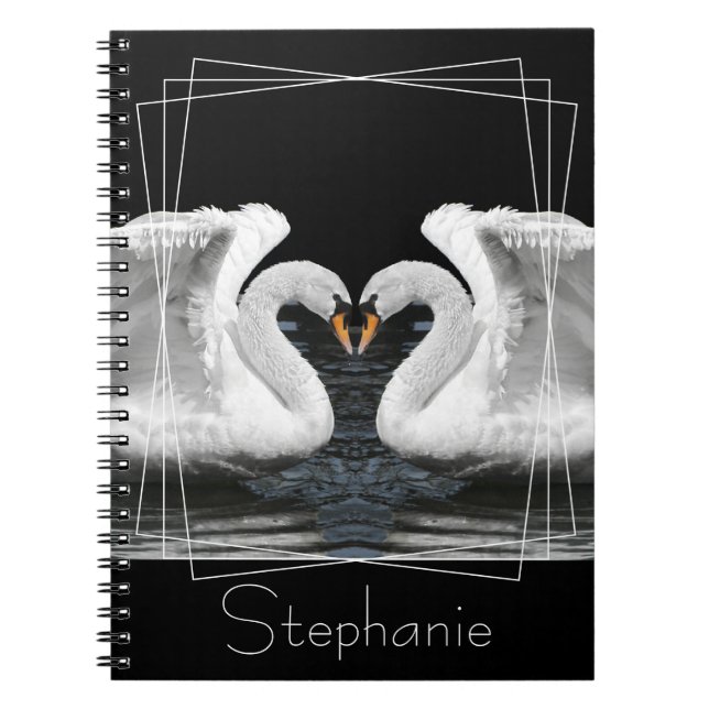 Mute White Swan Mirror Image Animal Fotografy Notizblock (Vorderseite)