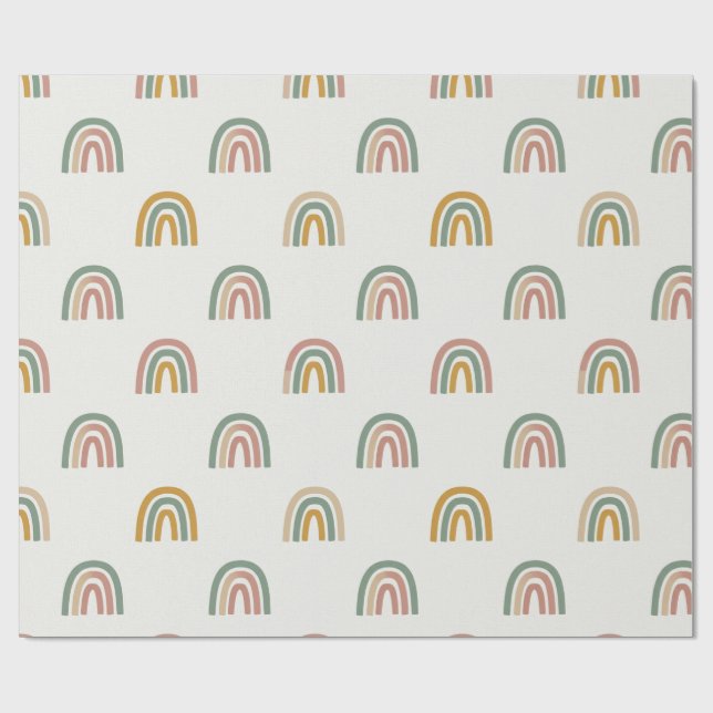 Muted boho rainbow scandi pattern  geschenkpapier (Flach)