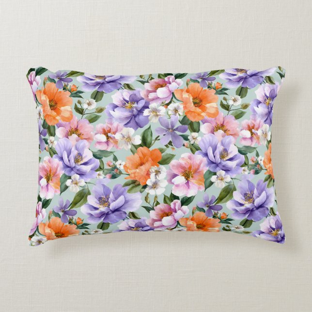 Muted Colorful Flowers Boho flower  Dekokissen (Vorderseite)