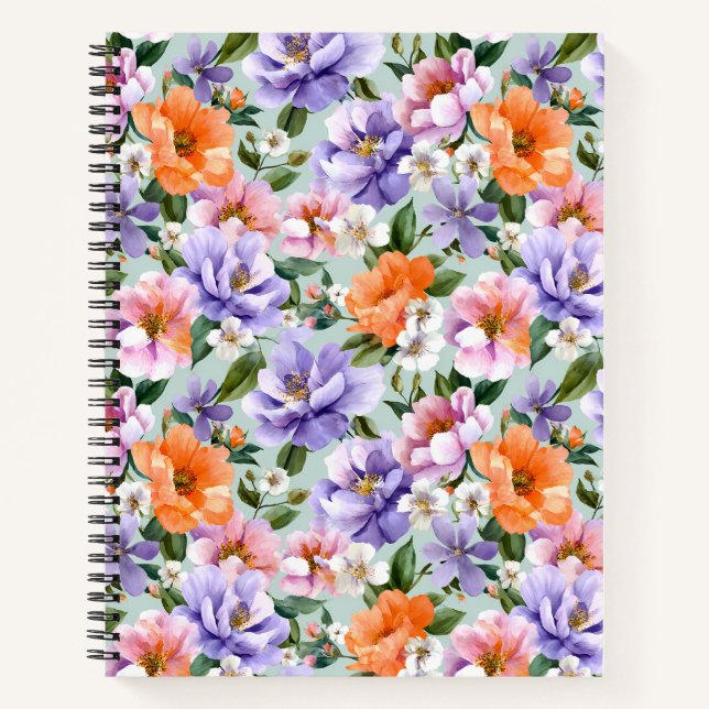 Muted Colorful Flowers Boho flower  Notizbuch (Vorderseite)