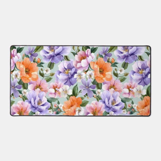 Muted Colorful Flowers Boho flower  Schreibtischunterlage (Vorderseite)