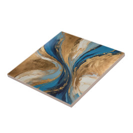 Muted Copper and blue marble abstract Fliese