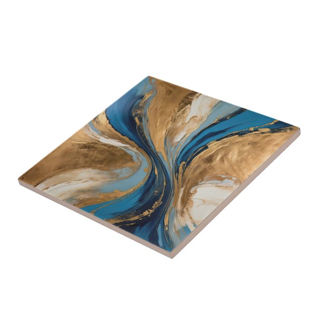 Muted Copper and blue marble abstract Fliese (Seite)