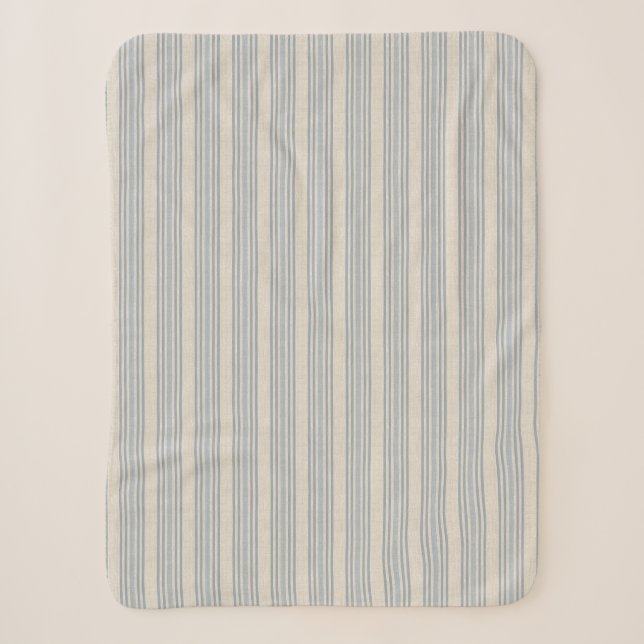 Muted Distressed Blue Farmhouse Ticking Stripe Sherpadecke (Vorderseite)