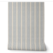 Muted Distressed Blue Farmhouse Ticking Stripe