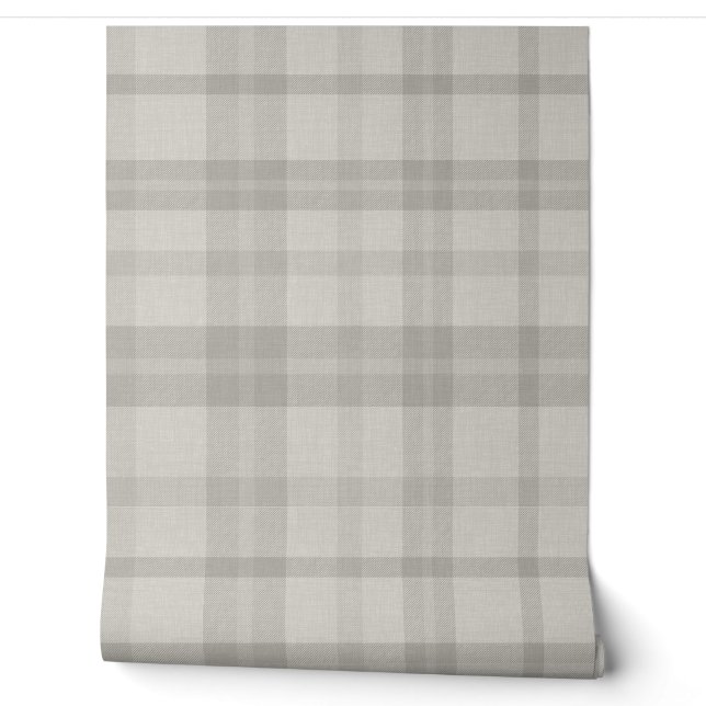 Muted Farmhouse Gray Plaid w/ Linen Texture Tapete (Abrollen)