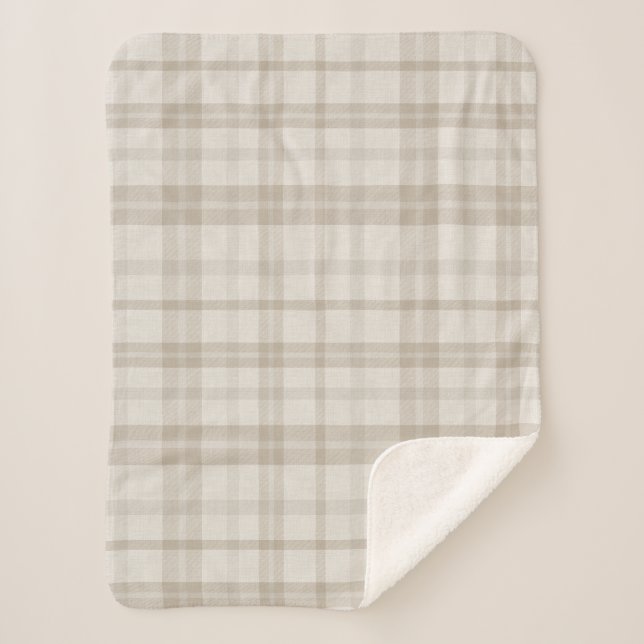 Muted Farmhouse Taupe Plaid Sherpadecke (Vorderseite)