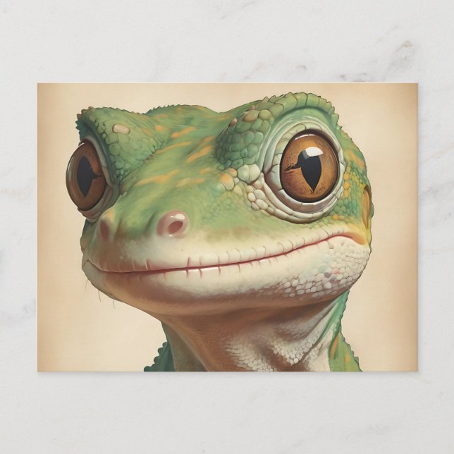Muted Gecko Retro Portrait Postkarte (Vorderseite)