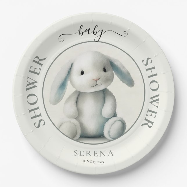 Muted getufft Bunny BABY SHOWER Pappteller (Vorderseite)