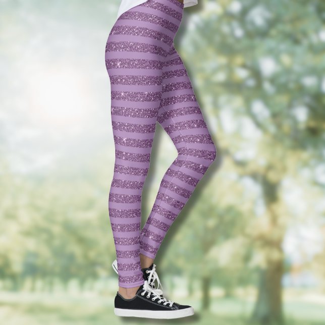 Muted Mulberry Glitter Style Horizontal Stripes Leggings (Von Creator hochgeladen)