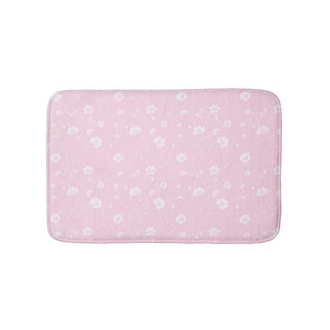 Muted Pink And White Wildflower Pattern Badematte (Vorderseite)