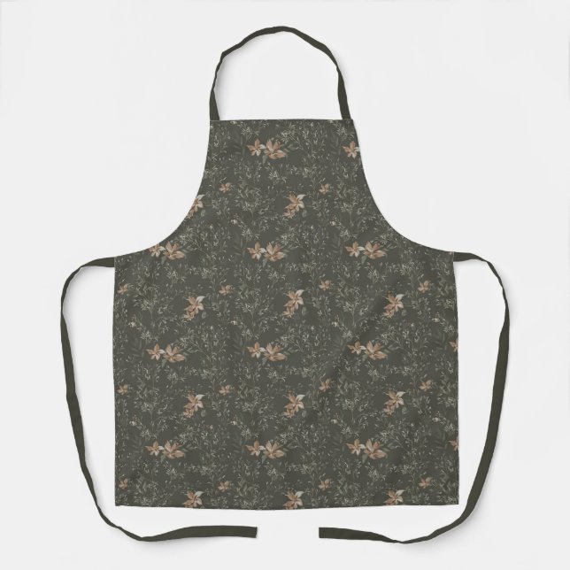 Muted Poinsetta Olive All-Over Print Apron Schürze (Vorderseite)