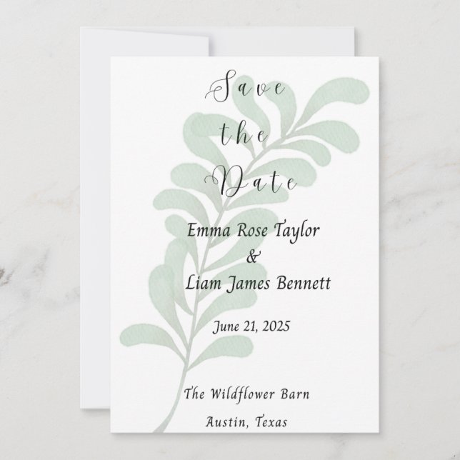 Muted Vines Save the Date Card Einladung (Vorderseite)