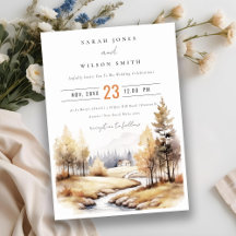 Muted Watercolor Fall Autumn Landscape Wedding
