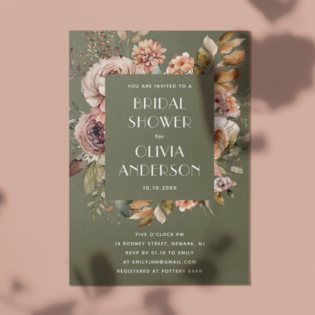 Mutes Olive Green Brautparty | Woodland Boho Einladung (Von Creator hochgeladen)