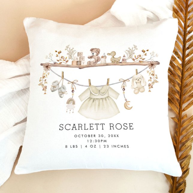 Mutete neutrale Boho Baby Girl Kinderzimmer Geburt Kissen (Von Creator hochgeladen)