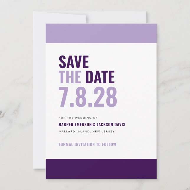 mutig und farbig Save the Date Einladung (Vorderseite)