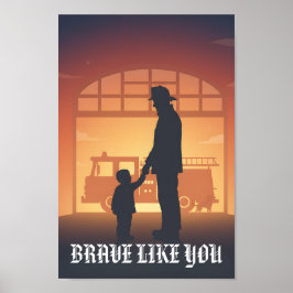 Mutig wie du personalisiertes Feuerwehrmann-Vater Poster