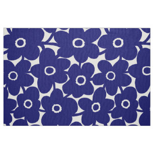 Mutige Blumen - tiefes Marine-Blau Stoff