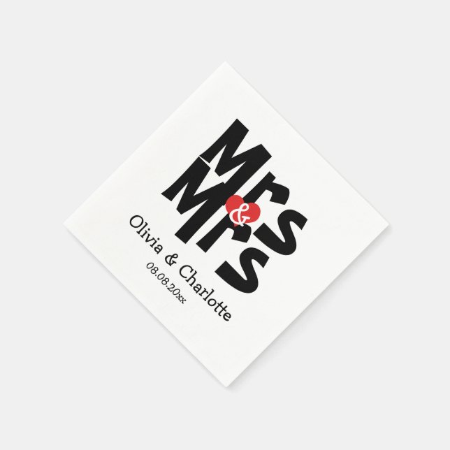 Mutige Frau und Mrs. Modern Lesbian Wedding Serviette (Ecke)